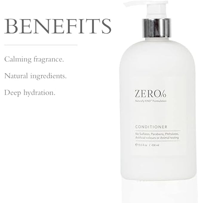 ZERO% UNISEX CONDITIONER - 15.5OZ - LIGHT AND FRESH, ALL HAIR TYPES, ZERO PARABENS, SULFATES, AND PHTHALATES - Image 3
